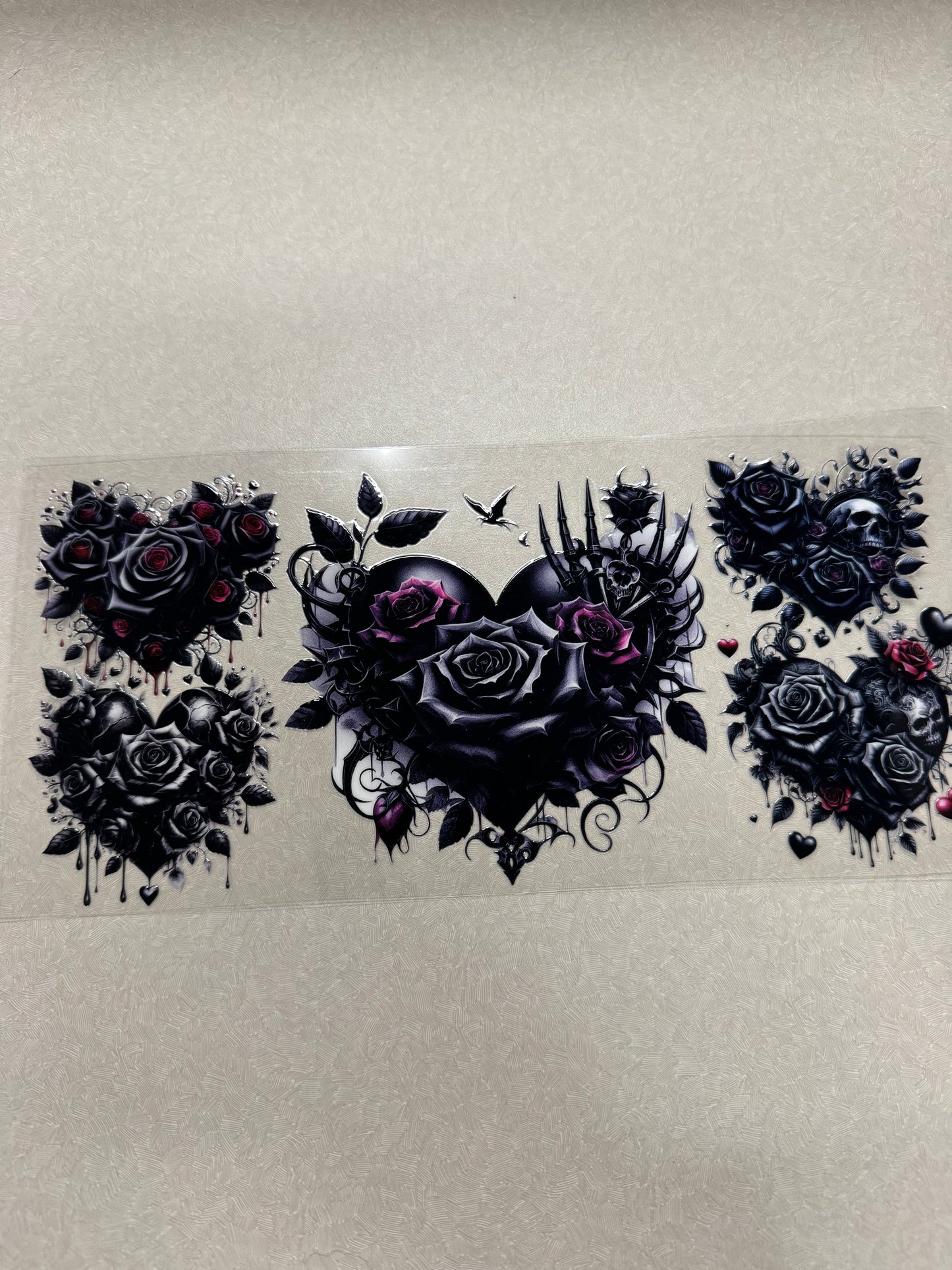 Dark roses with hearts