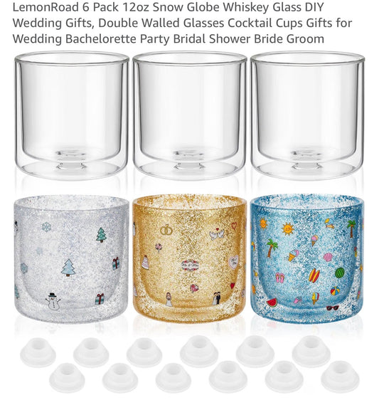 12oz snow globe glass whiskey