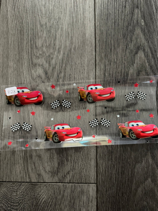 Lightning McQueen with checkered flags