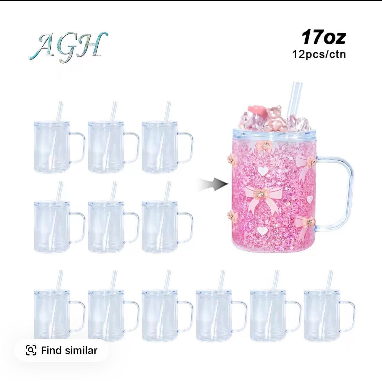 17 oz acrylic snow globe mug
