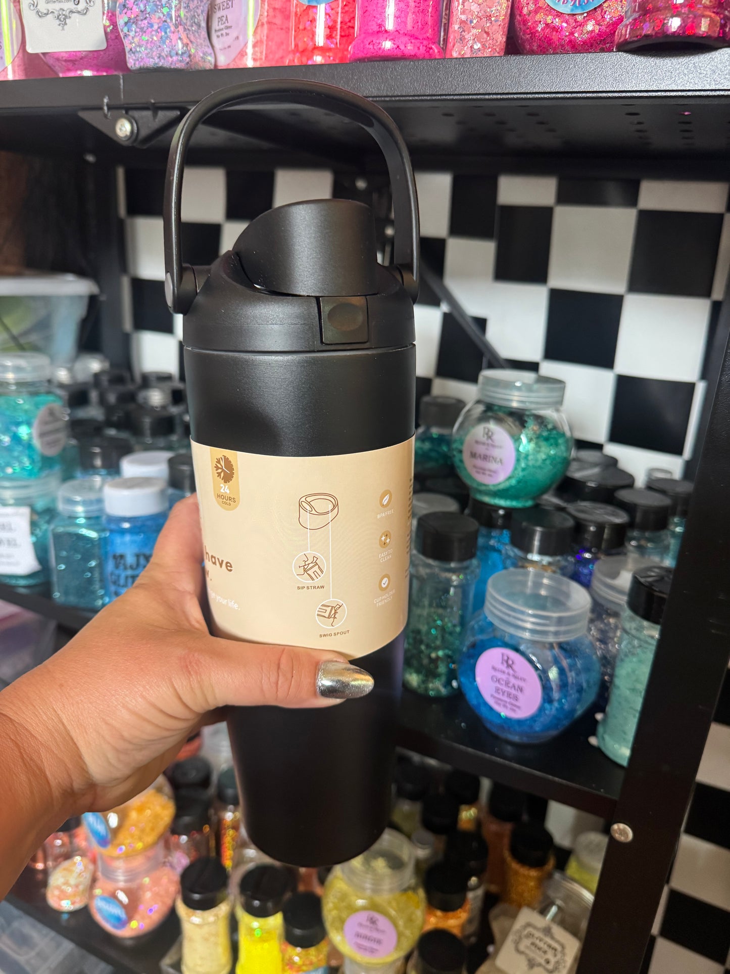 32 oz flip top stainless steel