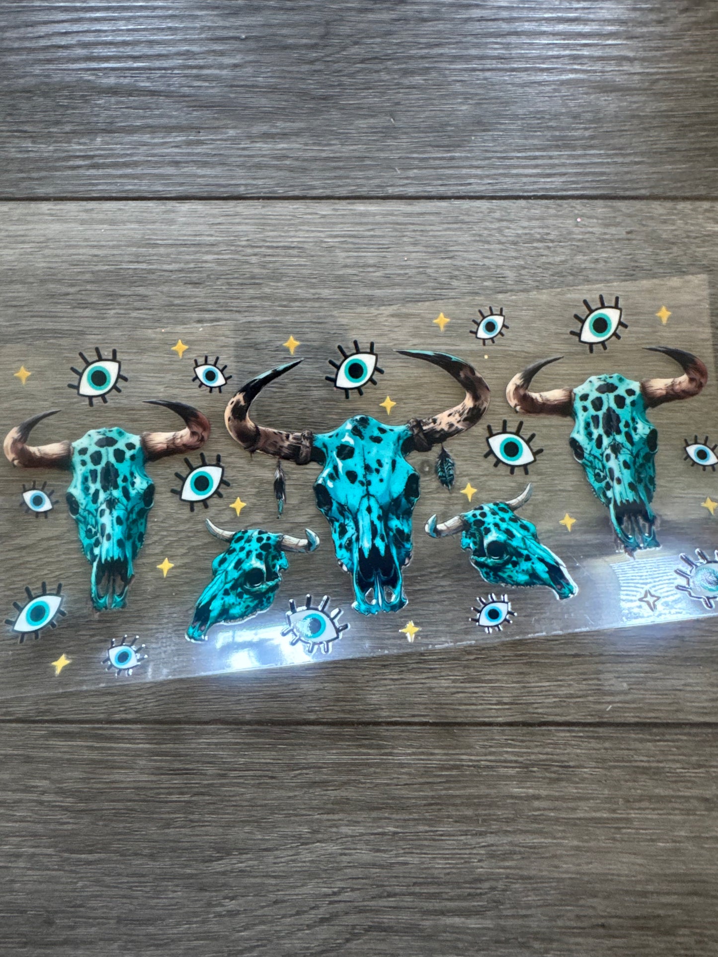 Teal Cow Skull