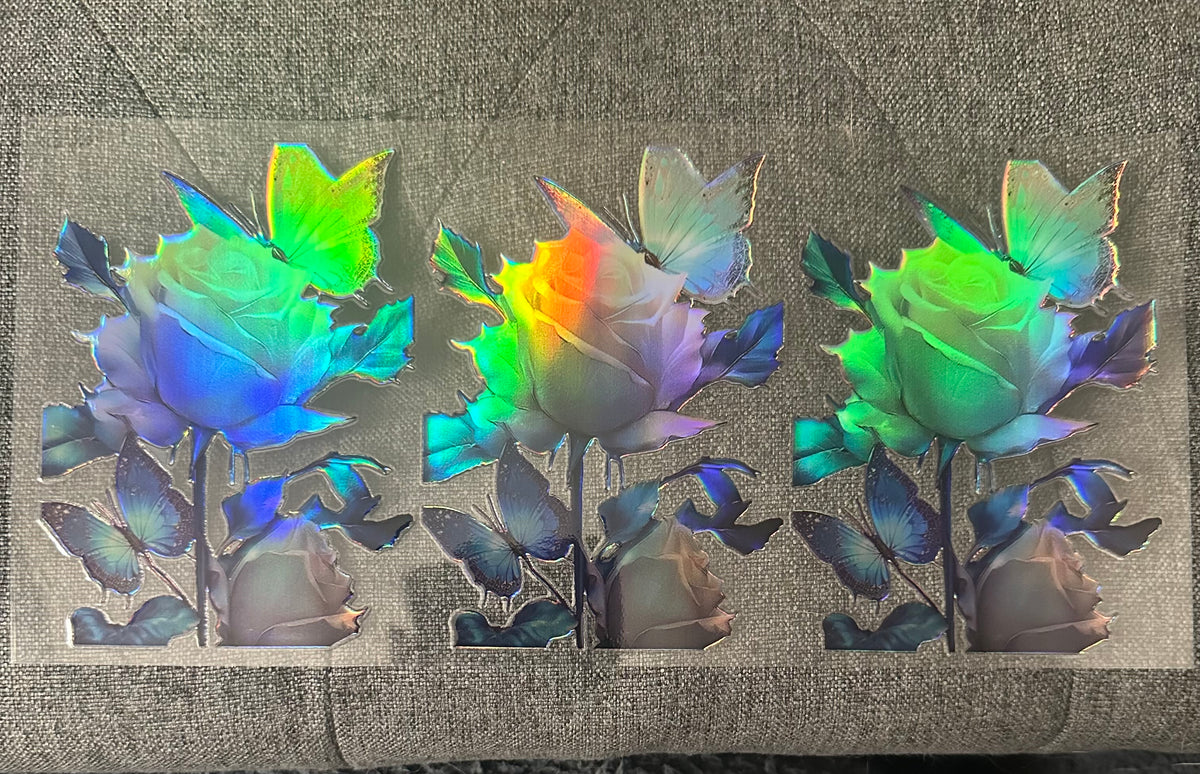 Holographic White Roses