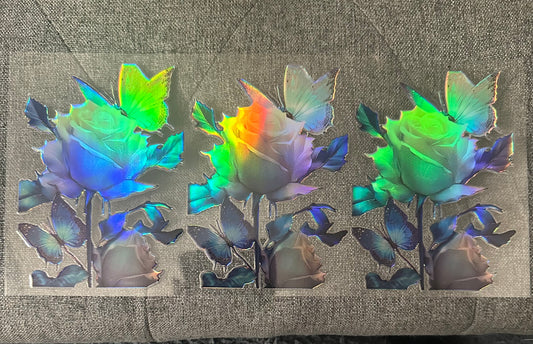 Holographic White Roses