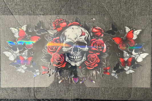 Holographic Skull & Red Roses