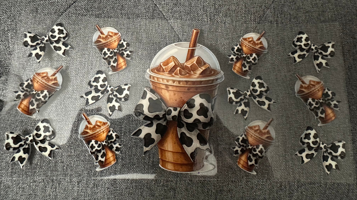 Cow Print Bow Iced Coffee