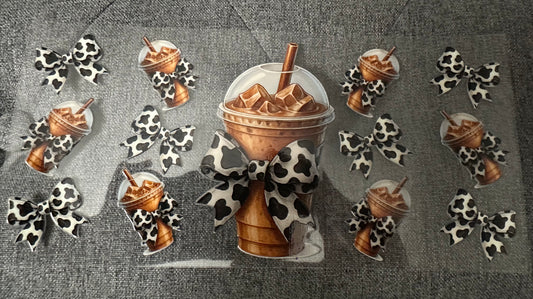 Cow Print Bow Iced Coffee
