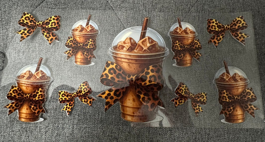 Cheetah Print Bow Iced Coffee