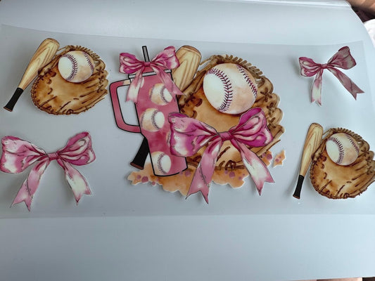 Pink Bow Baseball